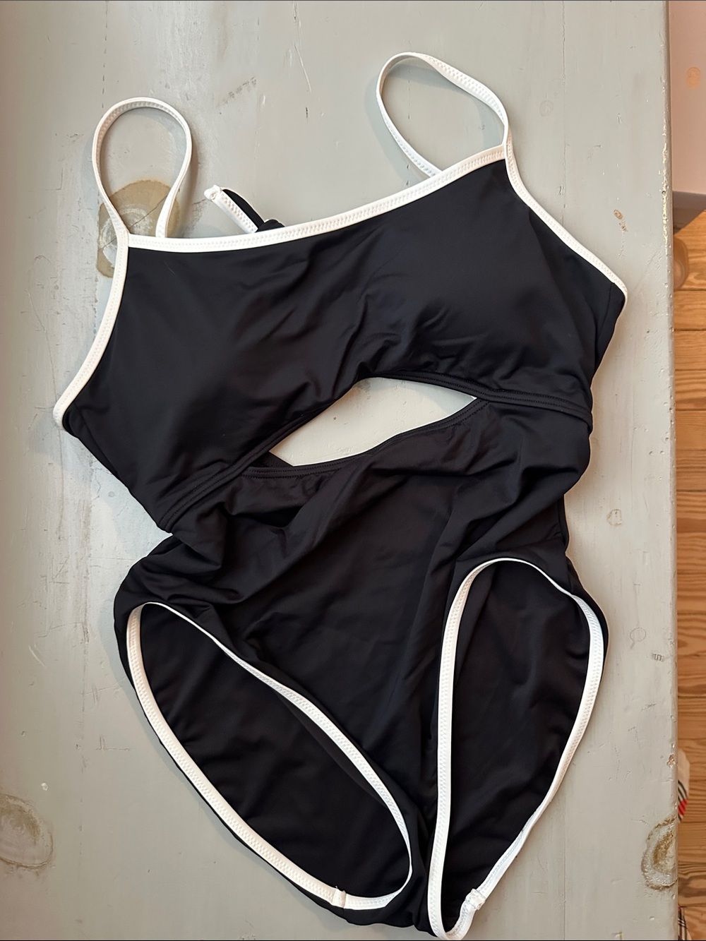 Kate Spade Black One-Piece Swimsuit with White Trim